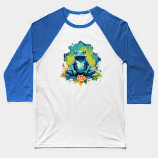 Yoga Frog Watercolor Style Baseball T-Shirt